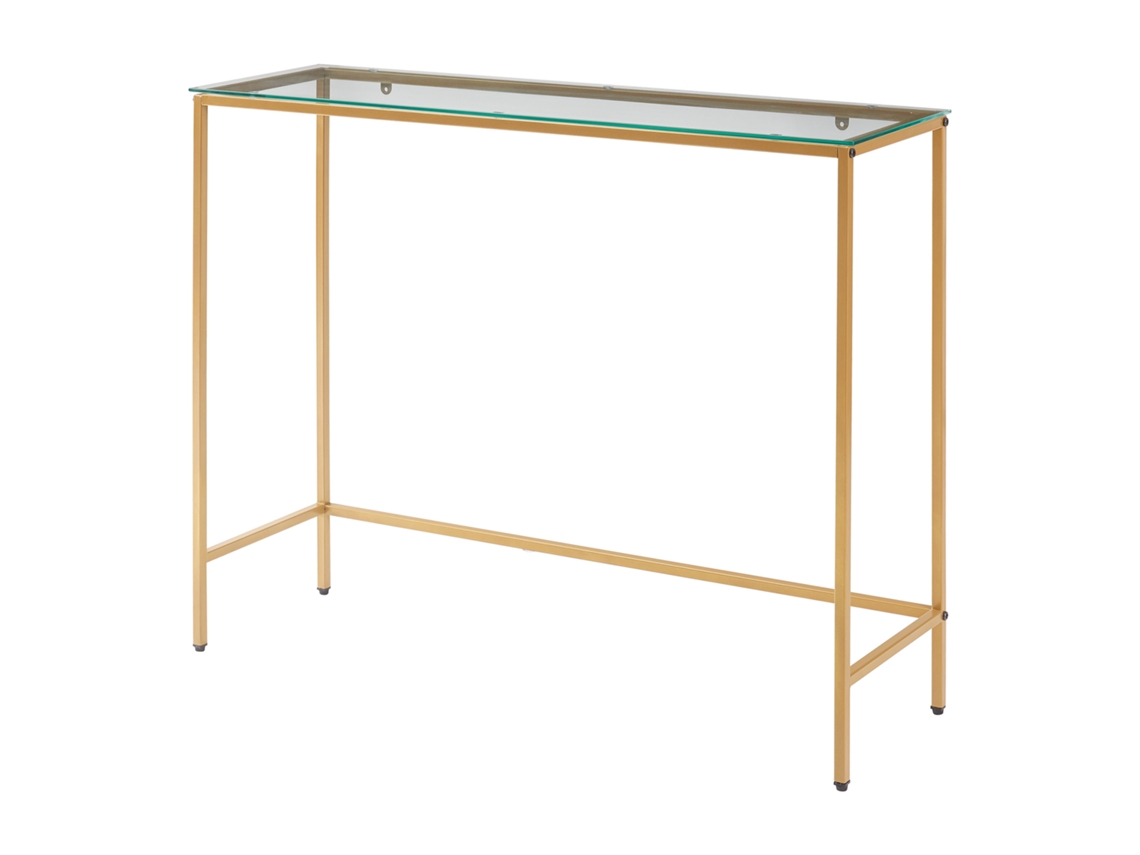 Mesa consola rectangular de metal Kronoby 100x30x80 cm Dorada/Transparente [EN.CASA]