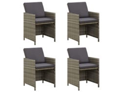 Sillas de jardín DKD Home Decor de 4 piezas con cojines, mimbre gris