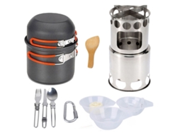 Kit De Cocina Para Acampar Con Hornilla Portátil, Sartenes De Aluminio Antiadherentes Y Utensilios Plegables Para Exteriores.