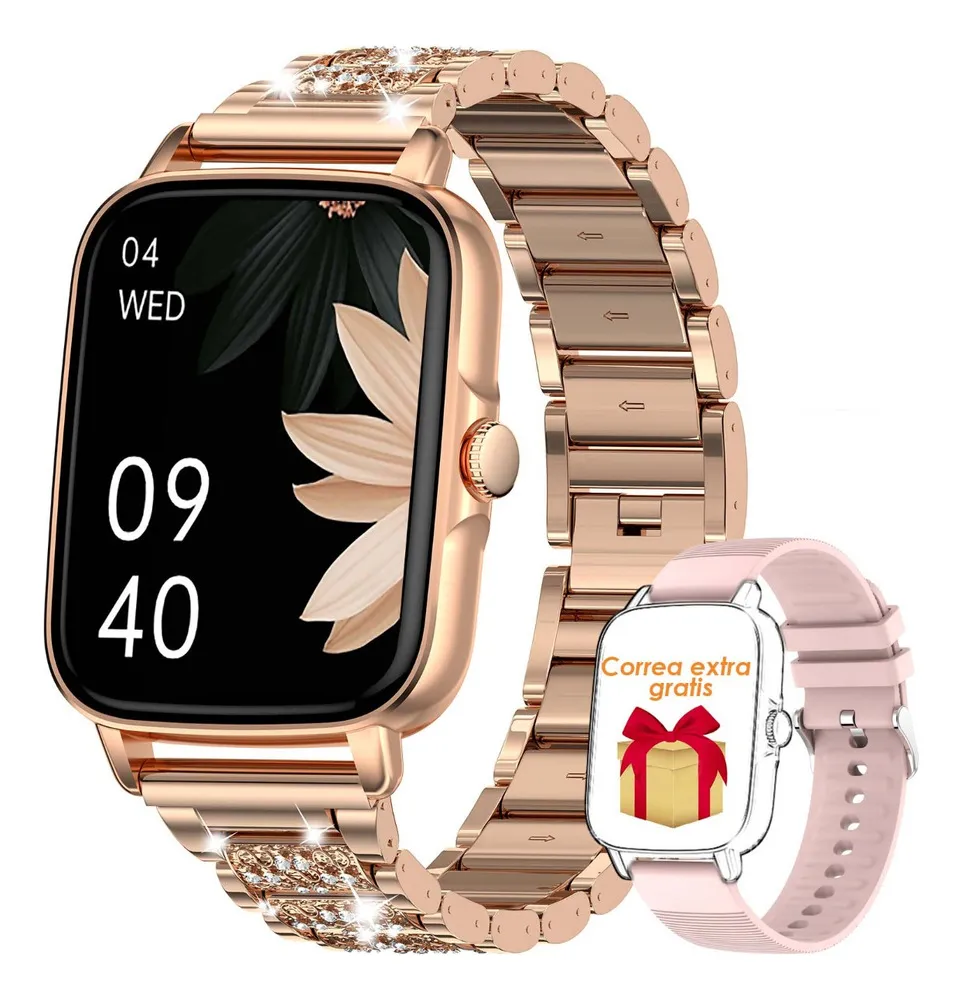 Reloj inteligente Vayotoy Kt59 para mujer, resistente al agua, con dos correas