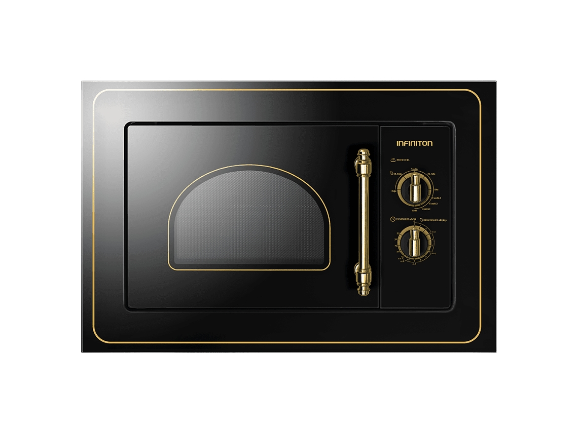 Microondas encastrable INFINITON IMW-RU20 800W 20L función grill acabado rústico negro
