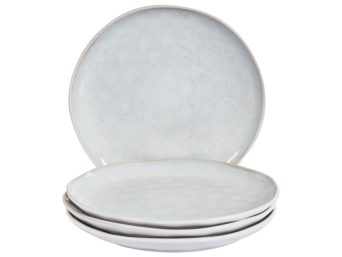 Set de 4 Platos Planos Sesame Gres Gris Claro