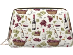 Neceser de maquillaje de gran capacidad con estampado de uvas, sin marca.