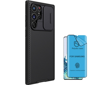 Funda + Protector de Pantalla Samsung S22 Ultra Nillkin Camshield Negro