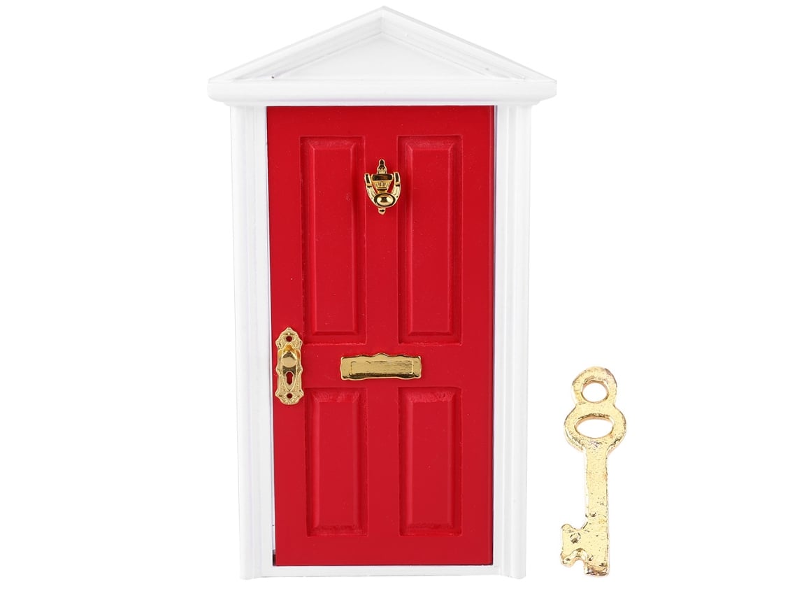 Ats-puerta De Madera Para Casa De Muñecas 1:12 Juguete Divertido Regalo Decoración Niños (rojo)