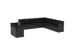 Maison Exclusive - Set De Sofás De Jardín 11 Pzas Y Cojines Ratán Sintético Negro