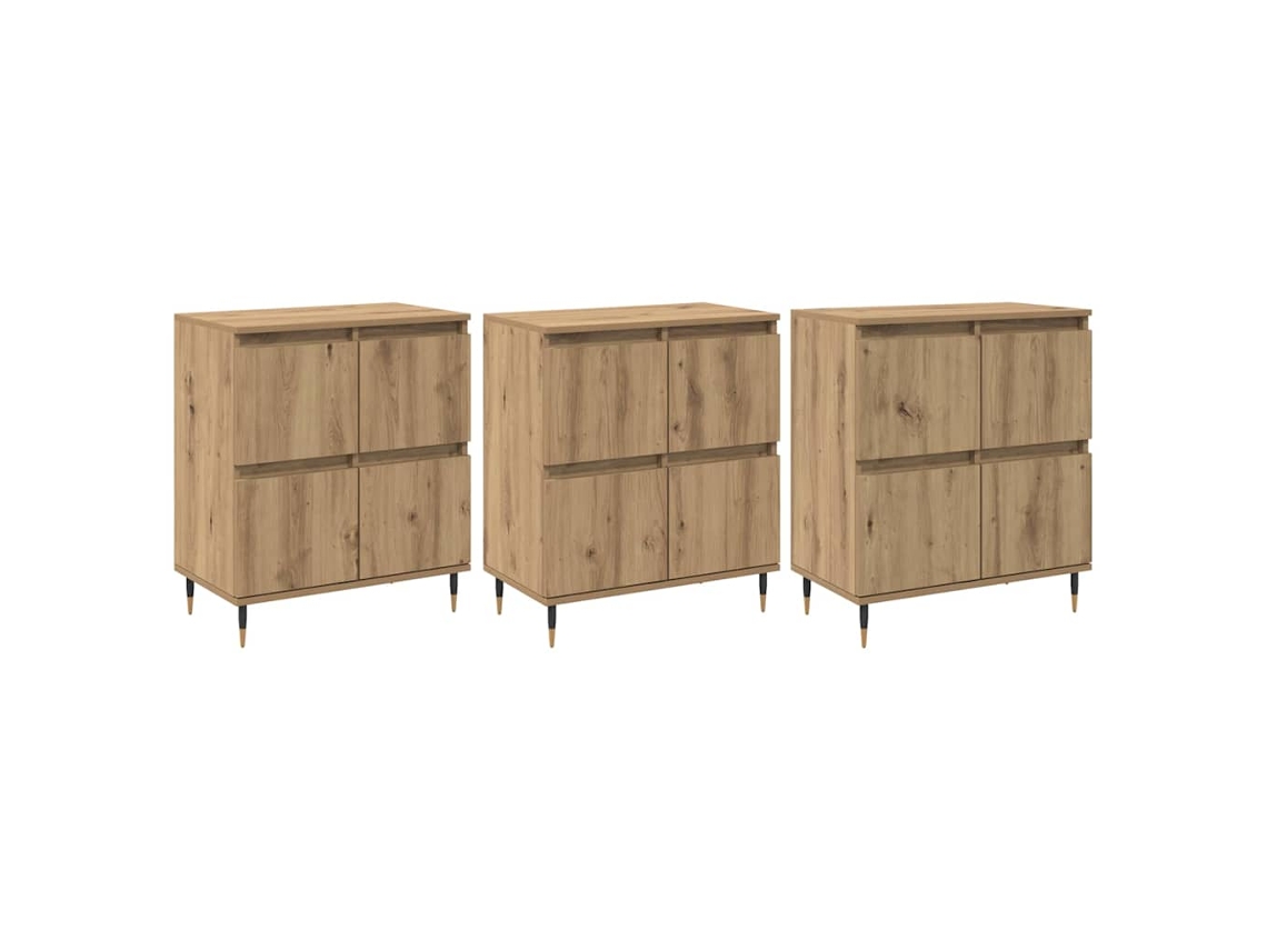 Mueble de almacenaje de 3 piezas, roble artesanal, 60x35x70 cm, EXCLUSIVO DE LA CASA