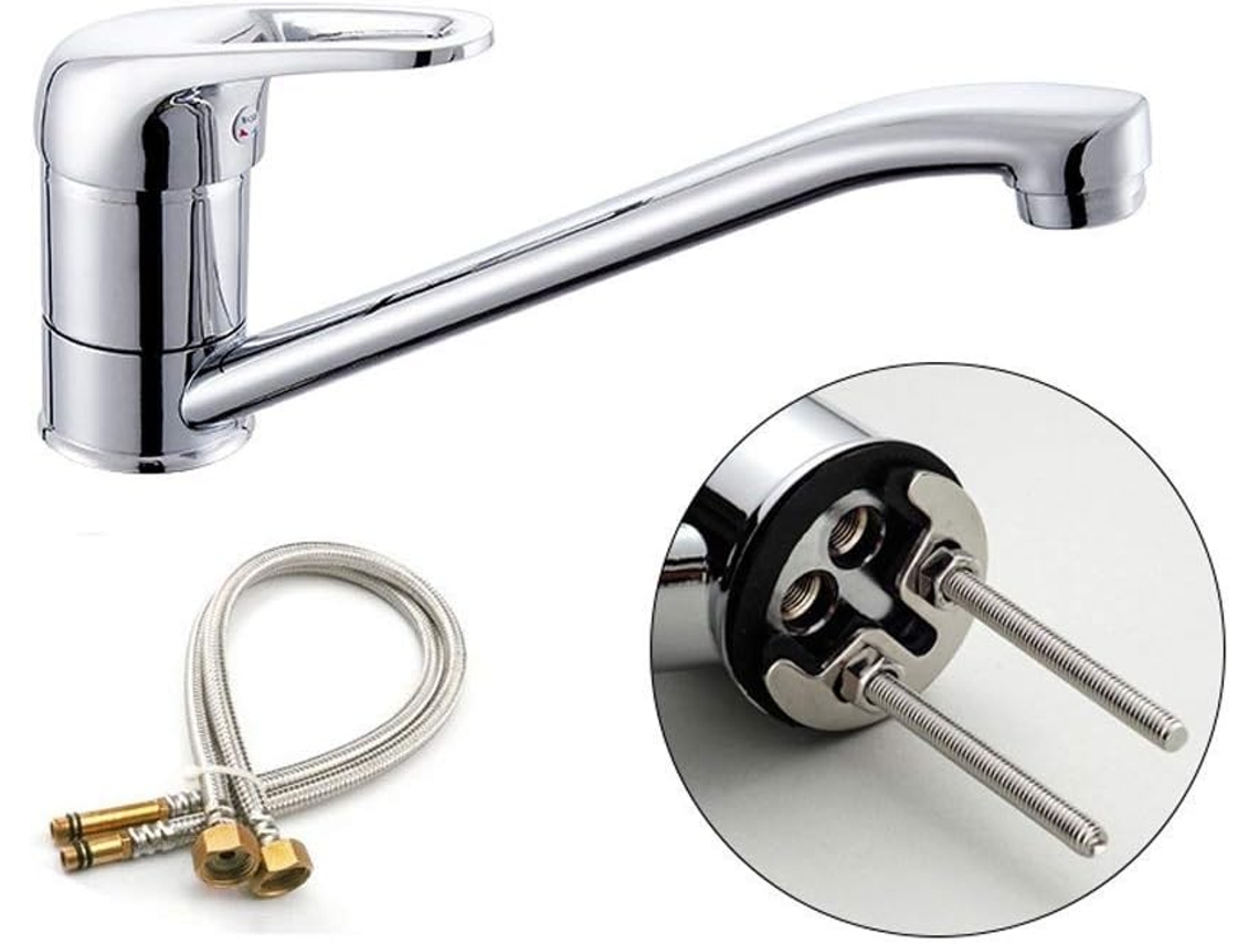 Grifo Mezclador Monobloque Cromado Contemporáneo De 360°