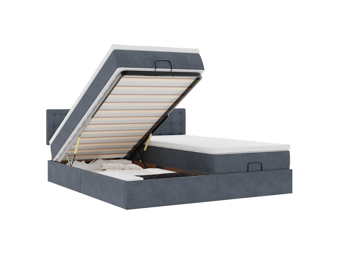 Maison Exclusive - Estructura Cama Otomana Colchones Terciopelo Gris Oscuro