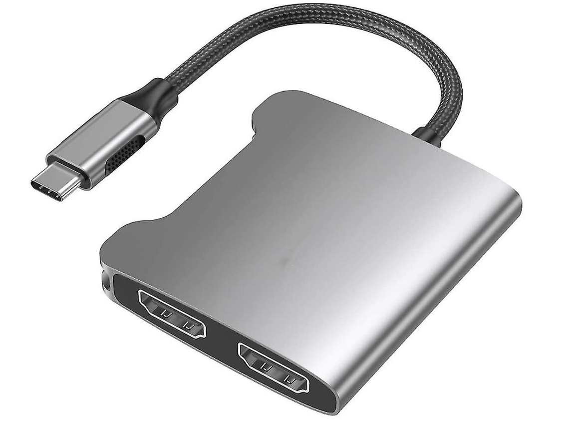 Adaptador Usb C A Hdmi Para Dos Monitores Hasta 4k/30 Hz, Compatible Con Los Nuevos Mac, Surface Book 2, Pro 7, Go, Xps 13 Y 15. Saisiyiky