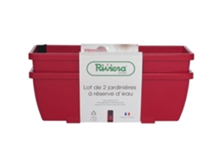 Juego de 2 maceteros de plástico Eva Riviera de 57 cm en color rojo