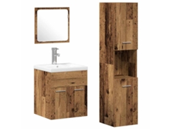 Conjunto de muebles de baño con puerta, 4 piezas, madera antigua, MAISON EXCLUSIVE