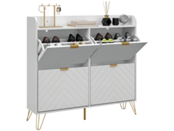 Zapatero con 4 puertas abatibles y estante ajustable, 106x24x102 cm, blanco, PMM CAPITALI