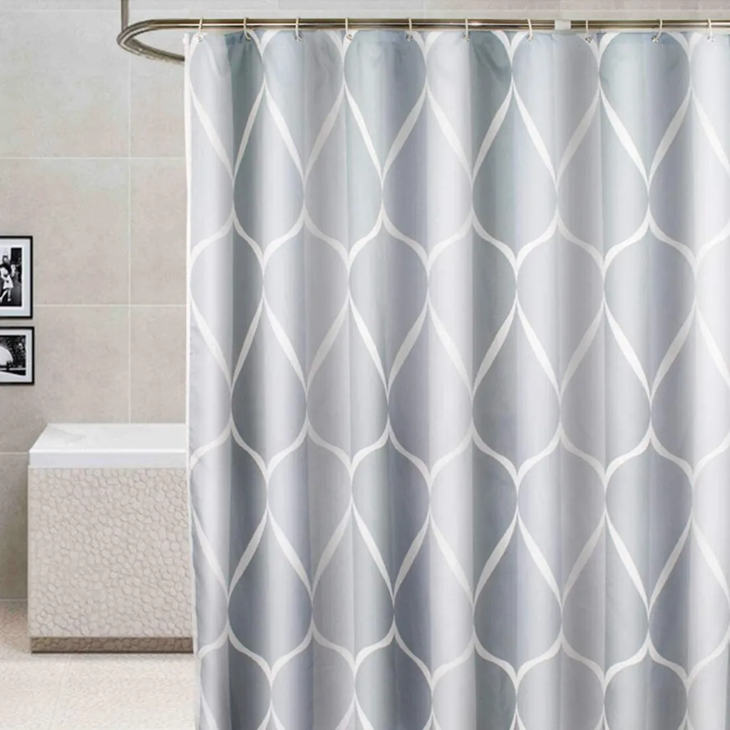 Cortina de ducha gris 240x200cm 12 anillas Jortmrd