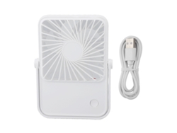 Ventilador de escritorio portátil recargable por USB, blanco.