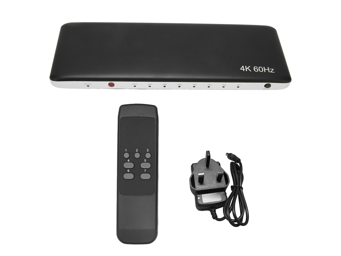 Convertidor De Interfaz Multimedia Hd 2.0 7 En 1 Con Salida Hdcp 2.2, Compatible Con 4k 60hz Uhd 3d, Enchufe Británico.