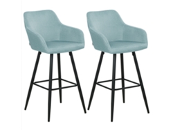 Conjunto de 2 cadeiras de bar BELIANI Casmalia de Veludo Azul 50x55x104