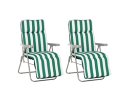 Conjunto 2 Tumbonas Jardín Plegables, Acero, 60x75x102cm, Verde+blanco