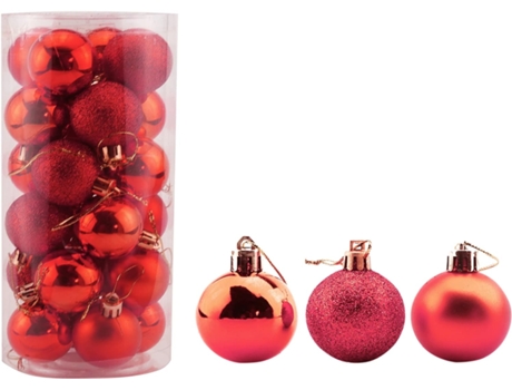 Conjunto de Bolas de Navidad ZMDECQNA Uds Adornos Pequeños Inastillables Bolas Árbol Rojo - 24un (4 cm)