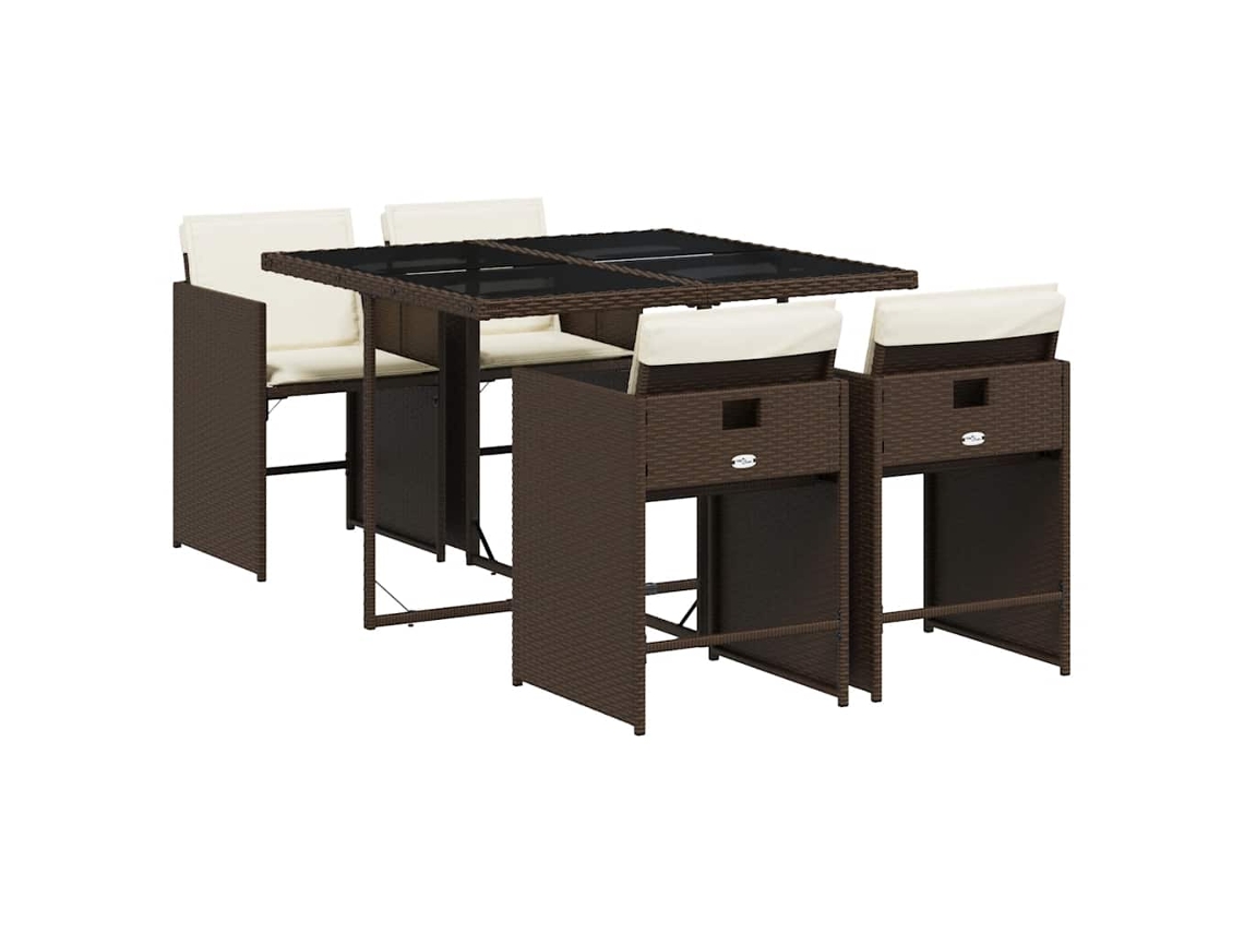Maison Exclusive - Set Comedor De Jardín 5 Piezas Y Cojines Ratán Sintético Marrón