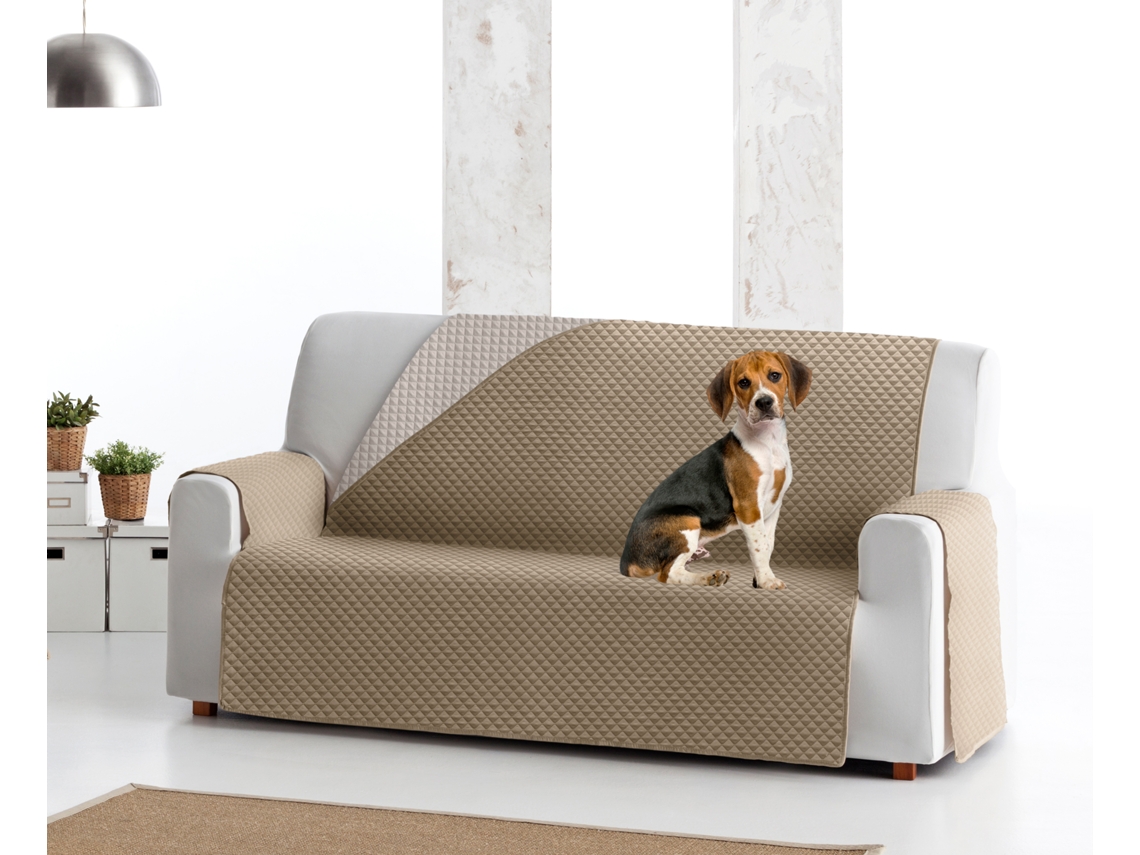 Funda tejido acolchado Reversible para Sofá Elena (190 cm 4 lugares - Cor beige oscuro / marfil)