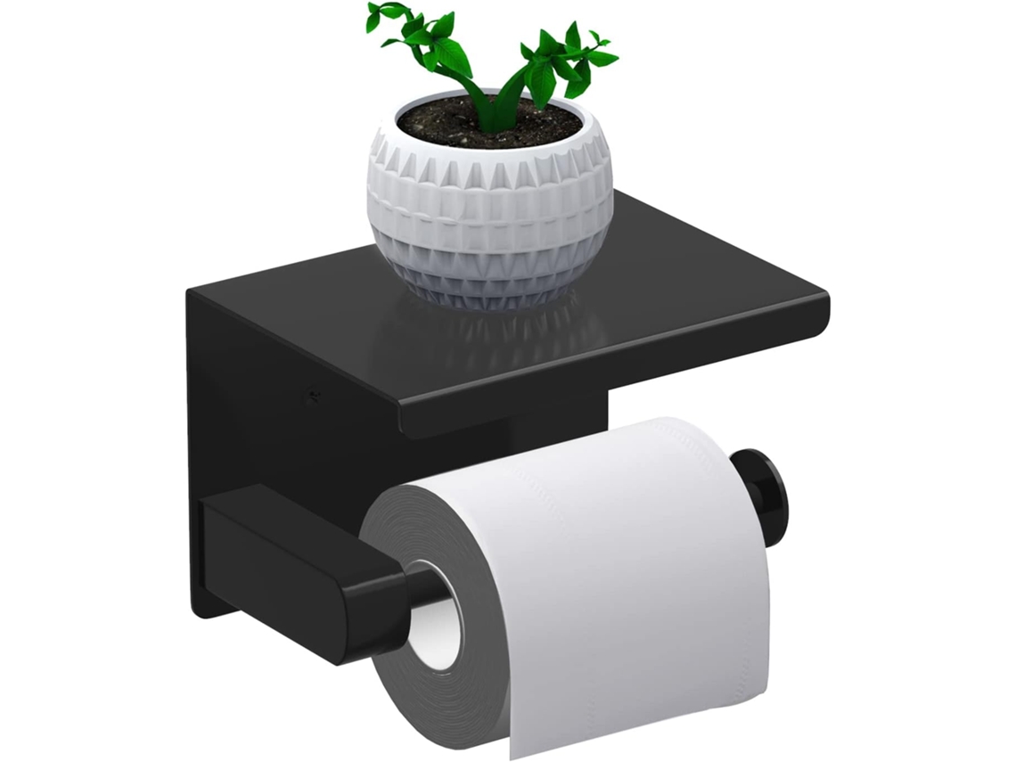 Portavasos De Papel Sin Taladrar, Portarollos De Papel Higiénico, Dispensador De Papel Con Estante, Acero Inoxidable (negro)