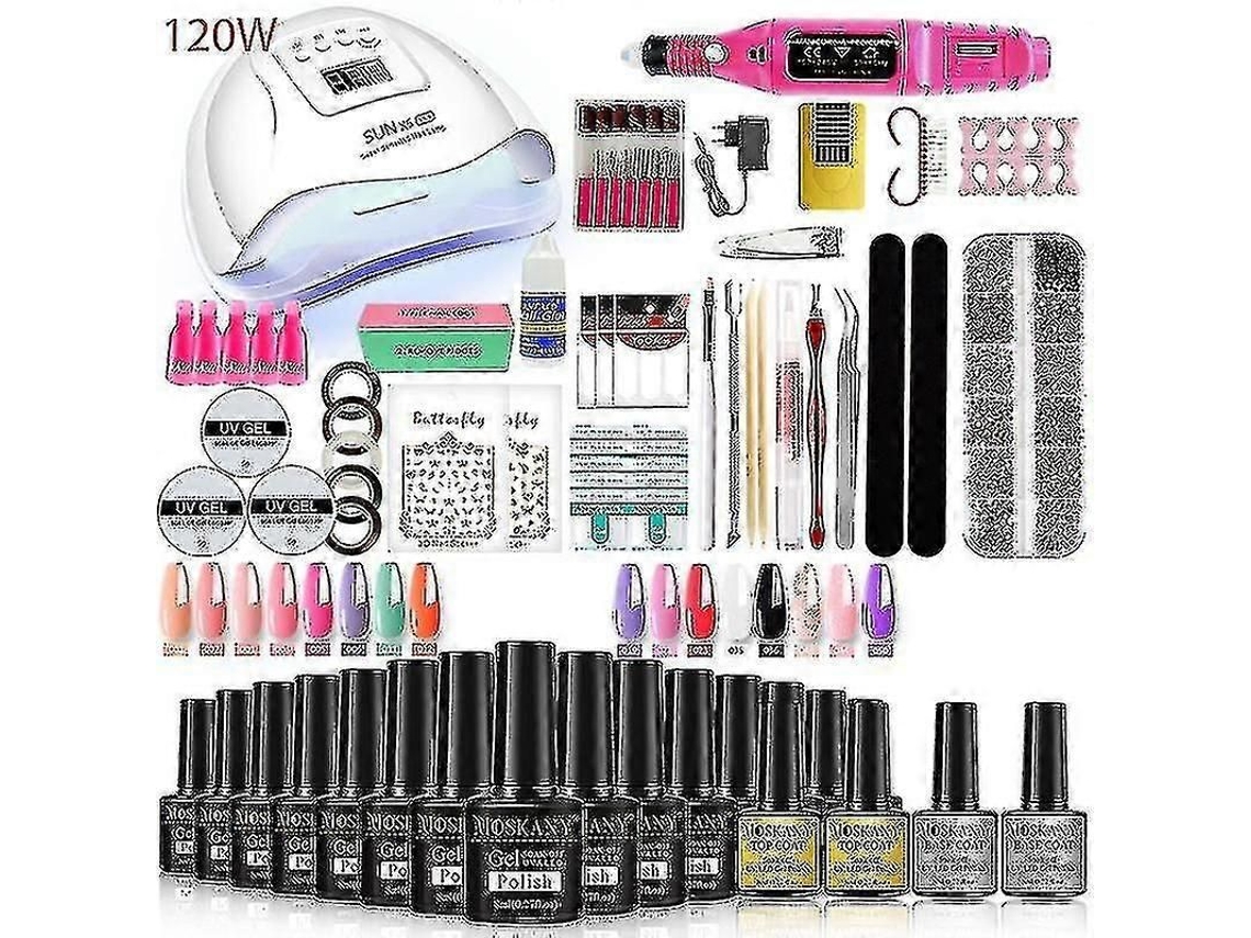Kit profesional de uñas de gel con lámpara UV de 120 W/54 W y broca, compatible con todos los esmaltes de uñas de gel GOKOCO.