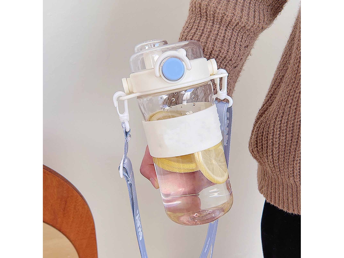 Botella Infantil Blanca, Portátil, A Prueba De Fugas, De Gran Capacidad Y Diseño Moderno Para Niñas, Ideal Para La Escuela Y Actividades Al Aire Libre.