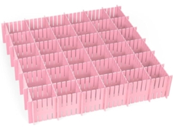 Solución de almacenamiento para el hogar y la oficina, divisores de cajones ajustables ecológicos, rosa, 16 piezas
