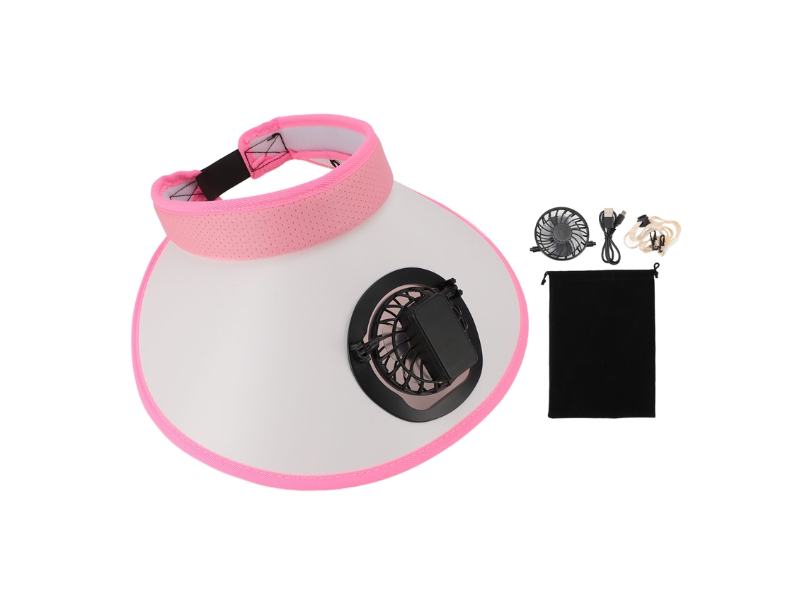 Sombrero Para El Sol Con Ventilador Recargable, 3 Velocidades, Protección Uv50+, Para Mujeres, Hombres Y Niños, Color Rosa.