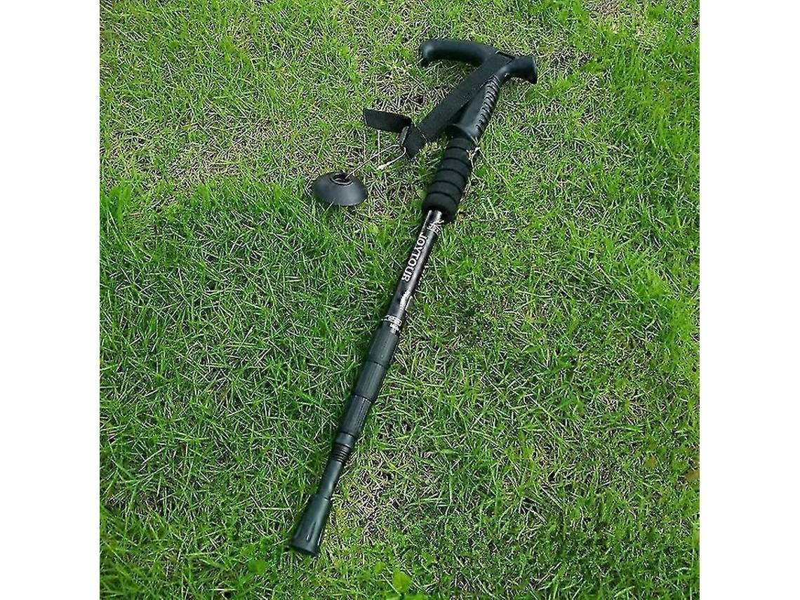 Bastón de trekking plegable para senderismo y acampada, bastón de senderismo, muleta - Negro