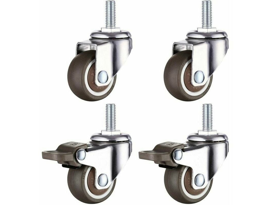 Ruedas con rodamientos de bolas, mini ruedas para muebles, de perfil bajo, silenciosas, de caucho TPE y con vástago roscado para proteger sus muebles.