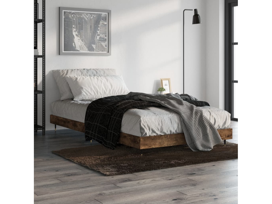 Estructura De Cama Sin Colchón Madera Roble Ahumado 100x200 Cm