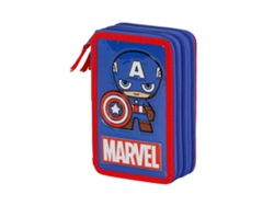 Marvel Capitán América Glory Estuche Plumier Completo Triple, Azul KARACTERMANIA