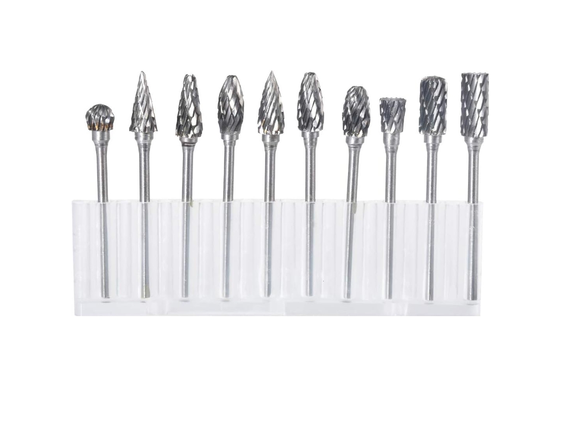Juego de 10 fresas rotativas de carburo de tungsteno con cabezal de pulido para herramientas rotativas Dremel, perforación y pulido de metales.