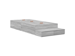 Estructura De Cama Con Almacenamiento Gris Sonoma Vidaxl Grey Engineered Wood (90x190 Cm)