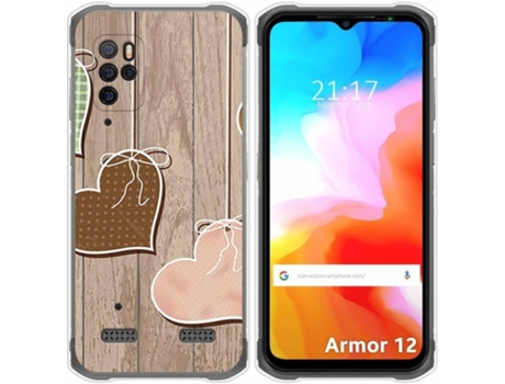 Carcasa Ulefone Armor 12 5G TUMUNDOSMARTPHONE Dibujos Corazones Madera Multicolor