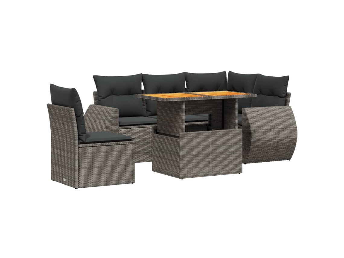Maison Exclusive - Set De Muebles De Jardín 6 Pzas Y Cojines Ratán Sintético Gris
