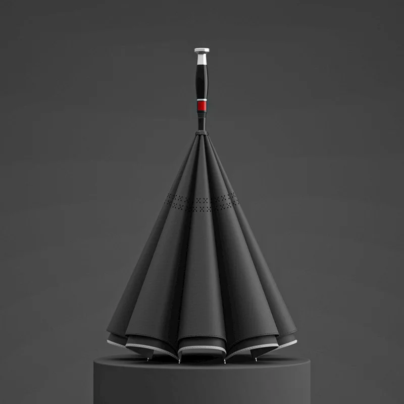Guarda-chuva Automático (preto 8k) Com Cabo Longo E Dupla Camada Para Mulheres, Proteção Contra Sol E Chuva