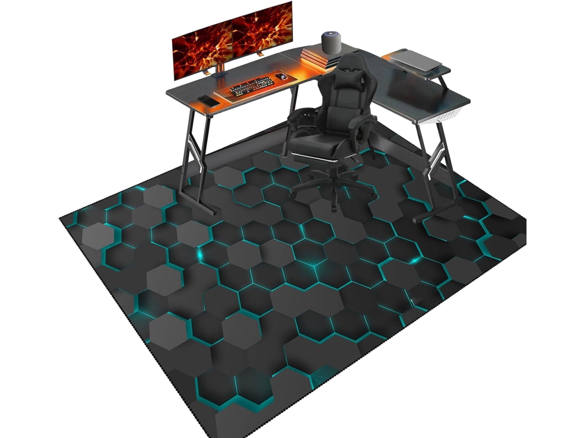 Alfombrilla antideslizante para silla, 80 x 100 cm, suelo de baldosa/parquet, color azul, para oficina, videojuegos y suelos.