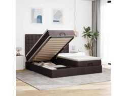Estructura Cama Otomana Colchones Tela Marrón Oscuro 180x200cm