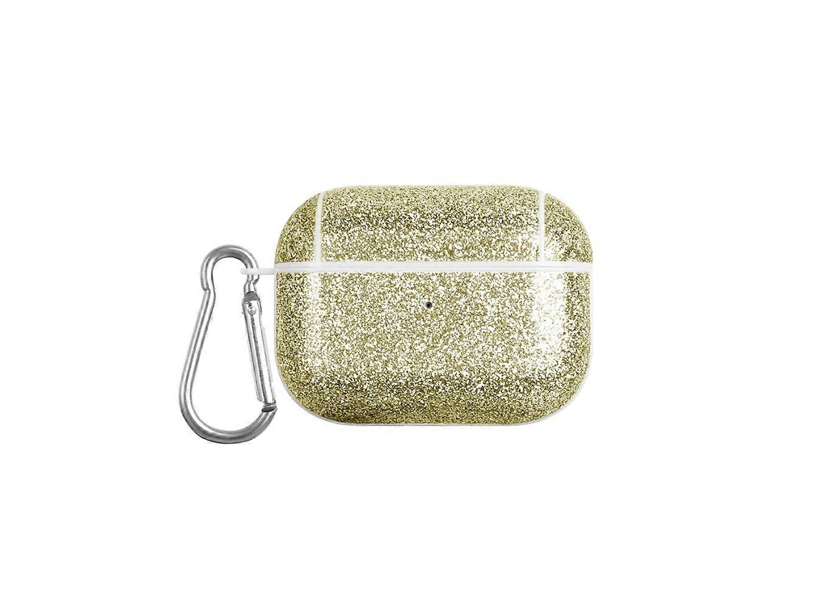 Estuche para auriculares TWS de policarbonato con textura de cuero y purpurina. GIECY