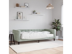 Sofá Cama Con Colchón Terciopelo Gris Claro 90x190 Cm