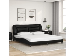 Estructura De Cama Sin Colchón Cuero Sintético Negro 180x200 Cm