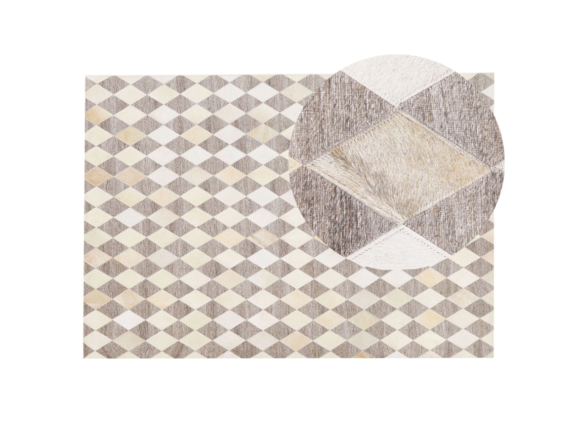Alfombra BELIANI Seslice de Jacquard, Piel de vaca Beige 140x200