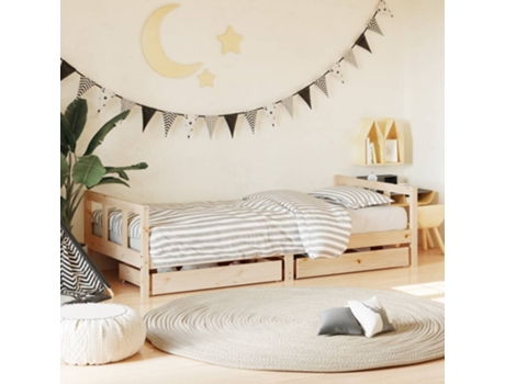 Estructura De Cama Para Niños VIDAXL Marrón Madera (90x200 cm)