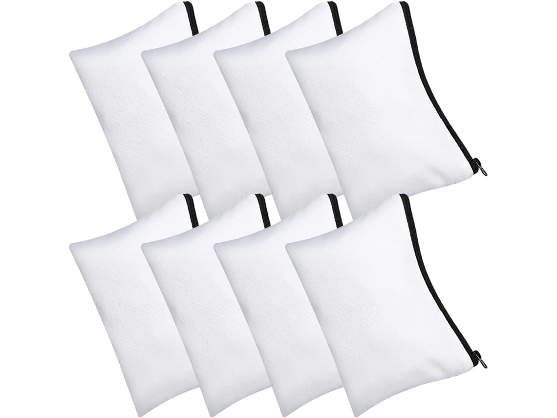 Juegos De Neceseres De Lona En Blanco Con Cremallera Para Maquillaje Y Sublimación.