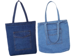 Bolsa Feminina De Tecido Jeans Com Alça De Ombro E Zíper, Leve E Ideal Para Escola E Trabalho.