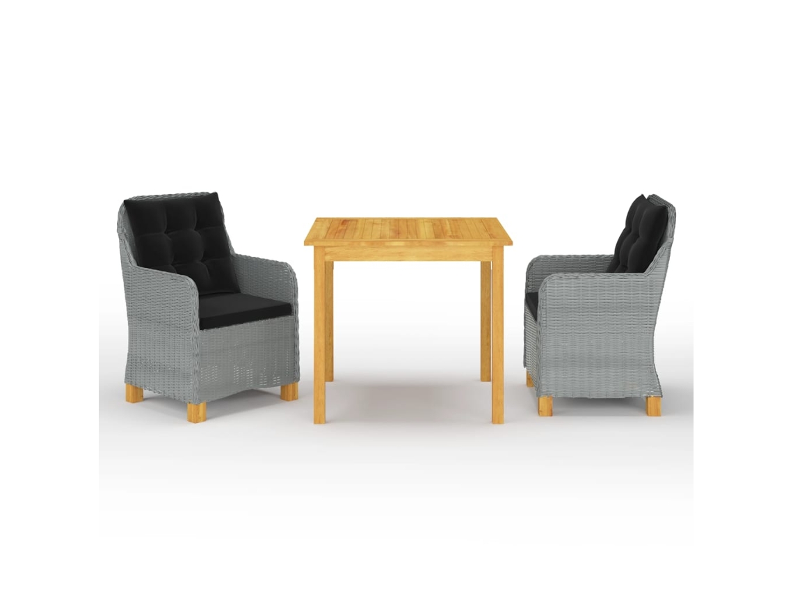 Conjunto de comedor de jardín de 3 piezas DKD Home Decor gris claro