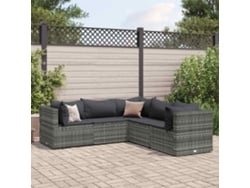 Conjunto de jardín de 5 piezas DKD Home Decor con cojines de mimbre gris